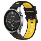 For Xiaomi MI Watch Color 22mm Sports Two-Color Silicone Watch Band(Black+Yellow) - 1