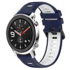 For Amazfit GTR 4 22MM Sports Two-Color Silicone Watch Band(Midnight Blue+White) - 1