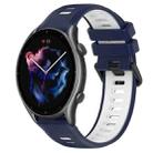 For Amazfit GTR 3 22MM Sports Two-Color Silicone Watch Band(Midnight Blue+White) - 1
