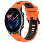 For Amazfit 3 22MM Sports Two-Color Silicone Watch Band(Orange+Black) - 1