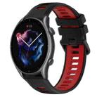 For Amazfit 3 22MM Sports Two-Color Silicone Watch Band(Black+Red) - 1