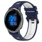 For Garmin Venu 2 22mm Sports Two-Color Silicone Watch Band(Midnight Blue+White) - 1