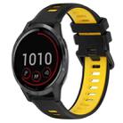 For Garmin Vivoactive 4 22mm Sports Two-Color Silicone Watch Band(Black+Yellow) - 1