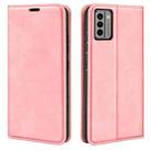 For Nokia G22 Retro-skin Magnetic Suction Leather Phone Case(Pink) - 1