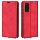 For OPPO A1 Pro 5G / Reno8 T 5G Retro-skin  Magnetic Suction Leather Phone Case(Red) - 1