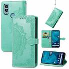 For Kyocera Android One S10 Mandala Flower Embossed Leather Phone Case(Green) - 1