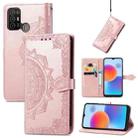 For ZTE Blade A52 Mandala Flower Embossed Leather Phone Case(Rose Gold) - 1