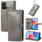 For ZTE Blade A52 Mandala Flower Embossed Leather Phone Case(Gray) - 1