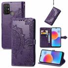 For ZTE Blade A52 Mandala Flower Embossed Leather Phone Case(Purple) - 1