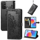 For ZTE Blade A52 Mandala Flower Embossed Leather Phone Case(Black) - 1