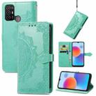 For ZTE Blade A52 Mandala Flower Embossed Leather Phone Case(Green) - 1