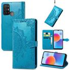 For ZTE Blade A52 Mandala Flower Embossed Leather Phone Case(Blue) - 1