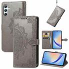 For Samsung Galaxy A34 5G Mandala Flower Embossed Leather Phone Case(Gray) - 1