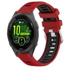 For Garmin Forerunner 265S Music 18mm Sports Two-Color Steel Buckle Silicone Watch Band(Red+Black) - 1