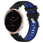 For Garmin Active S 18mm Sports Two-Color Steel Buckle Silicone Watch Band(Black+Blue) - 1