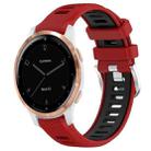 For Garmin Active S 18mm Sports Two-Color Steel Buckle Silicone Watch Band(Red+Black) - 1