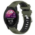 For Garmin Forerunner 255S Music 18mm Sports Two-Color Steel Buckle Silicone Watch Band(Army Green+Black) - 1