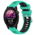 For Garmin Forerunner 255S Music 18mm Sports Two-Color Steel Buckle Silicone Watch Band(Lake Blue+Black) - 1