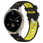 For Garmin Venu 2S 18mm Sports Two-Color Steel Buckle Silicone Watch Band(Black+Lime Green) - 1