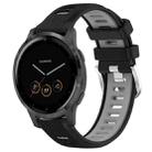 For Garmin Vivoactive 4S 18mm Sports Two-Color Steel Buckle Silicone Watch Band(Black+Grey) - 1