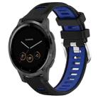 For Garmin Vivoactive 4S 18mm Sports Two-Color Steel Buckle Silicone Watch Band(Black+Blue) - 1