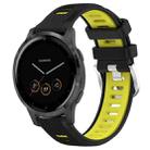 For Garmin Vivoactive 4S 18mm Sports Two-Color Steel Buckle Silicone Watch Band(Black+Lime Green) - 1