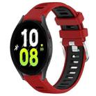 For Samsung Galaxy Watch5 44mm 20mm Sports Two-Color Steel Buckle Silicone Watch Band(Red+Black) - 1