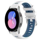 For Samsung Galaxy Watch5 40mm 20mm Sports Two-Color Steel Buckle Silicone Watch Band(White+Blue) - 1