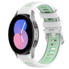 For Samsung Galaxy Watch5 40mm 20mm Sports Two-Color Steel Buckle Silicone Watch Band(White+Teal) - 1