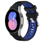 For Samsung Galaxy Watch5 40mm 20mm Sports Two-Color Steel Buckle Silicone Watch Band(Black+Blue) - 1