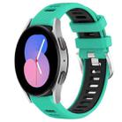 For Samsung Galaxy Watch5 40mm 20mm Sports Two-Color Steel Buckle Silicone Watch Band(Lake Blue+Black) - 1