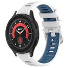 For Samsung Galaxy Watch5 Pro 45mm 20mm Sports Two-Color Steel Buckle Silicone Watch Band(White+Blue) - 1