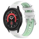 For Samsung Galaxy Watch5 Pro 45mm 20mm Sports Two-Color Steel Buckle Silicone Watch Band(White+Teal) - 1