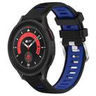 For Samsung Galaxy Watch5 Pro 45mm 20mm Sports Two-Color Steel Buckle Silicone Watch Band(Black+Blue) - 1