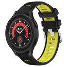 For Samsung Galaxy Watch5 Pro 45mm 20mm Sports Two-Color Steel Buckle Silicone Watch Band(Black+Lime Green) - 1