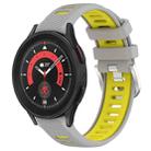 For Samsung Galaxy Watch5 Pro 45mm 20mm Sports Two-Color Steel Buckle Silicone Watch Band(Grey+Yellow) - 1