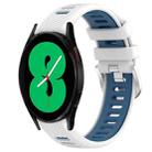 For Samsung Galaxy Watch4 44mm 20mm Sports Two-Color Steel Buckle Silicone Watch Band(White+Blue) - 1