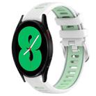 For Samsung Galaxy Watch4 44mm 20mm Sports Two-Color Steel Buckle Silicone Watch Band(White+Teal) - 1