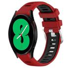 For Samsung Galaxy Watch4 44mm 20mm Sports Two-Color Steel Buckle Silicone Watch Band(Red+Black) - 1