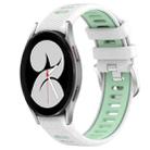 For Samsung Galaxy Watch4 40mm 20mm Sports Two-Color Steel Buckle Silicone Watch Band(White+Teal) - 1