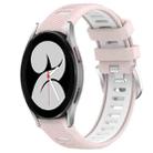 For Samsung Galaxy Watch4 40mm 20mm Sports Two-Color Steel Buckle Silicone Watch Band(Pink+White) - 1