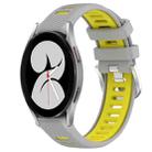 For Samsung Galaxy Watch4 40mm 20mm Sports Two-Color Steel Buckle Silicone Watch Band(Grey+Yellow) - 1