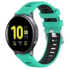 For Samsung Galaxy Watch Active2 40mm 20mm Sports Two-Color Steel Buckle Silicone Watch Band(Lake Blue+Black) - 1