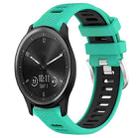 For Garmin Vivomove Sport 20mm Sports Two-Color Steel Buckle Silicone Watch Band(Lake Blue+Black) - 1