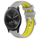 For Garmin Vivomove Sport 20mm Sports Two-Color Steel Buckle Silicone Watch Band(Grey+Yellow) - 1