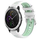 For Garmin Vivoactive3 20mm Sports Two-Color Steel Buckle Silicone Watch Band(White+Teal) - 1