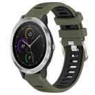 For Garmin Vivoactive3 20mm Sports Two-Color Steel Buckle Silicone Watch Band(Army Green+Black) - 1