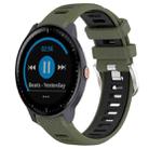 For Garmin Vivoactive3 Music 20mm Sports Two-Color Steel Buckle Silicone Watch Band(Army Green+Black) - 1