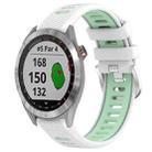For Garmin Approach S40 20mm Sports Two-Color Steel Buckle Silicone Watch Band(White+Teal) - 1