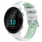 For Garmin Forerunner 55 20mm Sports Two-Color Steel Buckle Silicone Watch Band(White+Teal) - 1